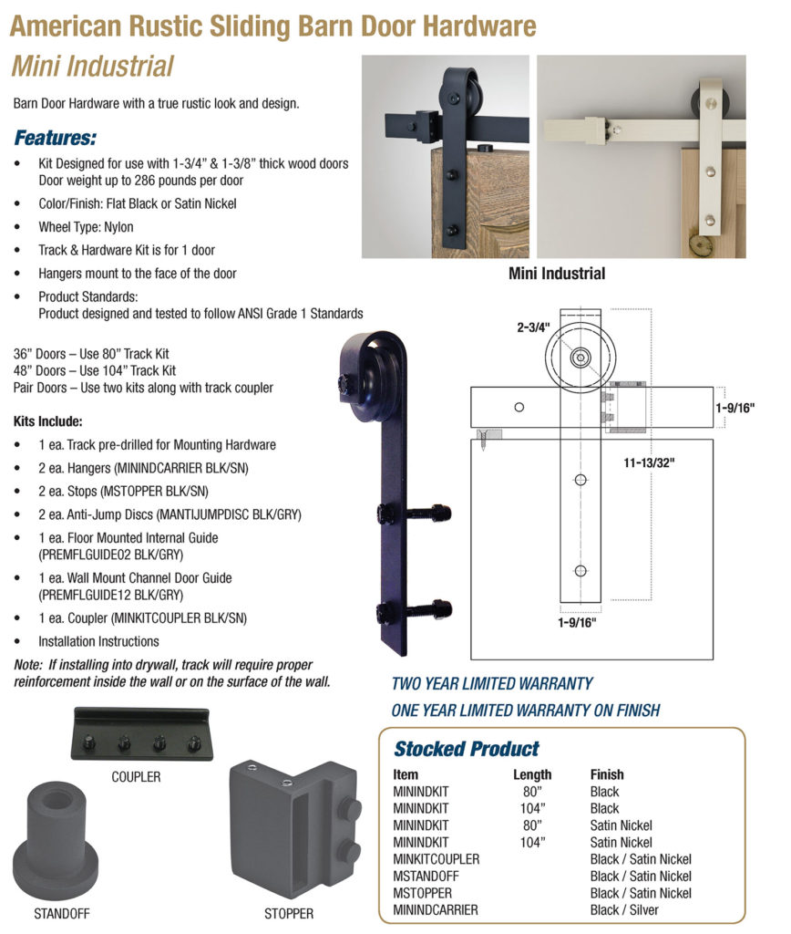 Barn Door Hardware American Rustic Mini Industrial Doormerica