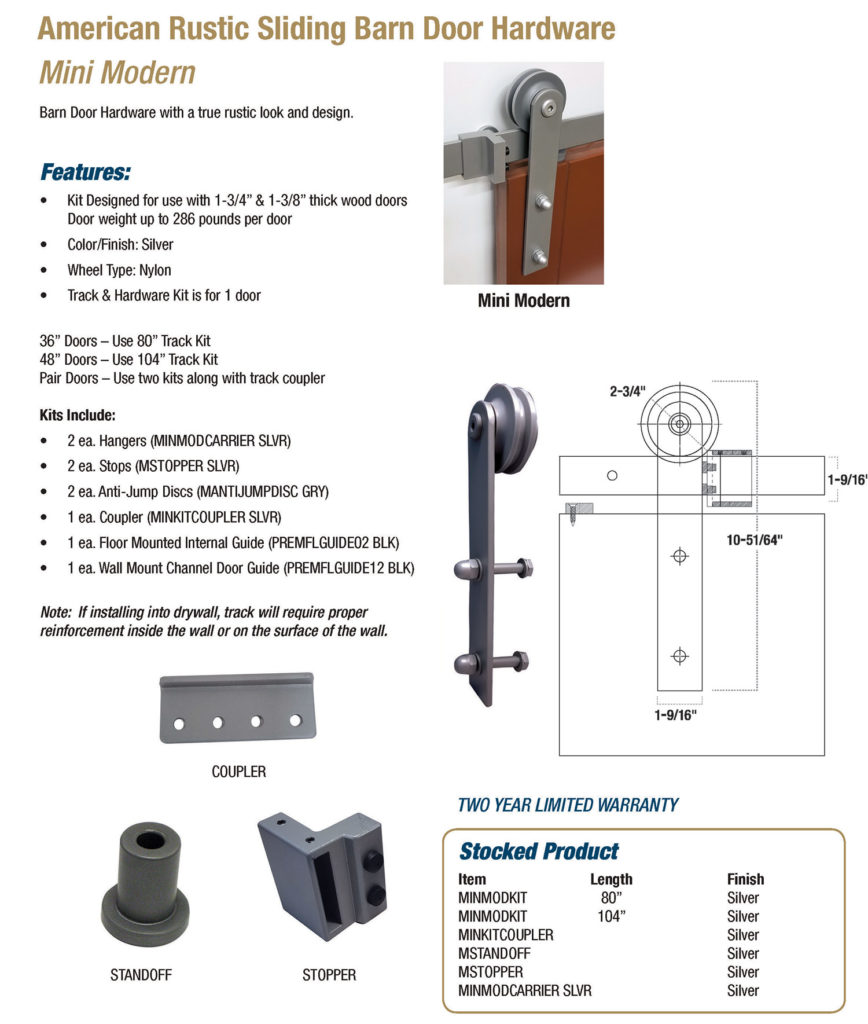 Barn Door Hardware American Rustic Mini Modern Doormerica Hardware