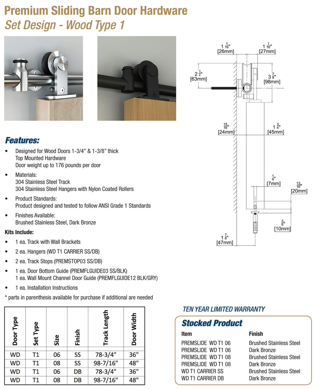 Barn Door Hardware Set Design Wood Type 1 Doormerica Hardware