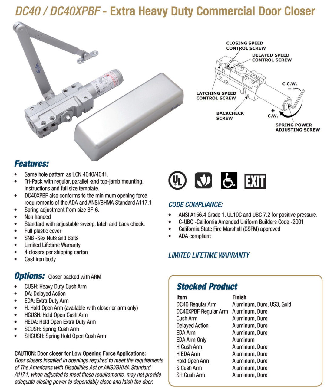 Closers DC40 Doormerica Hardware