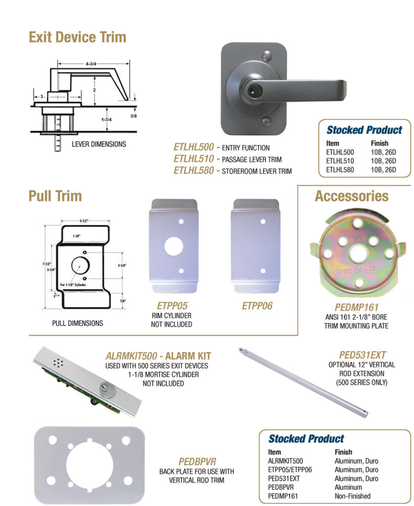 Exits 500 Series Trim & Accessories Doormerica Hardware