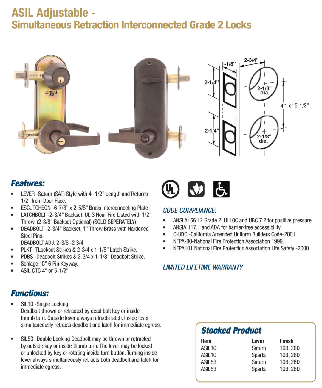 Locks ASIL Interconnected Lock Doormerica Hardware